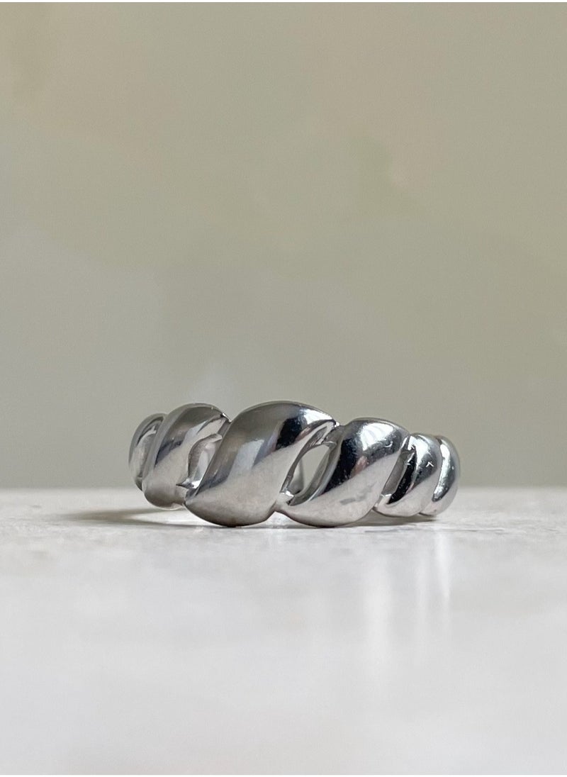 Clé de Lune Rolled Band Adjustable Ring- Silver  - Image 1