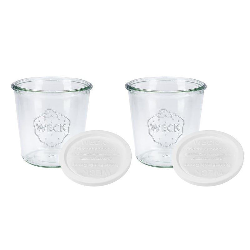 WECK Canning Jars 742 Mold Jars made of Transparent Glass - Eco-Friendly Canning Jar - Storage for Food, Yogurt with Keep Fresh Lids - 1/2 Liter Tall Jar Set - (2 Jars, Keep Fresh Lids) - Image 1