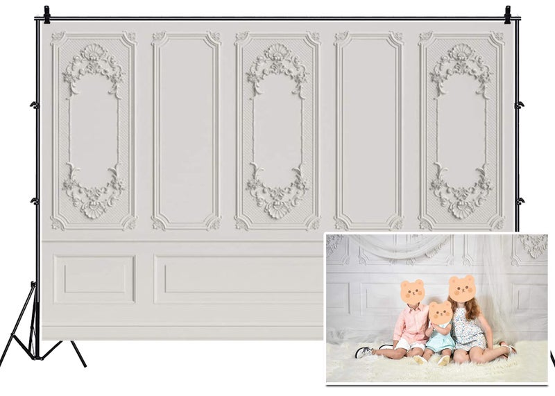 Leyiyi 5x3ft Vintage Room Inside Backdrop European Frame Modern House French Castle Cementery Wall Retro Style Photo Background Cowboy Kids Birthday Portrait Studio Prop Vinyl Wallpaper - Image 1