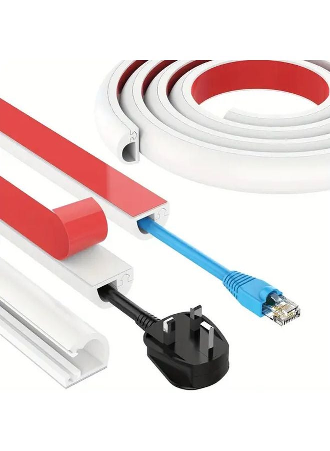 مخفي الكابلات الزاوي الأبيض ذاتي اللصق بطول 1 متر، واقي للحوائط والأرضيات قابل للطلاء، لتثبيت التلفزيون - Image 2