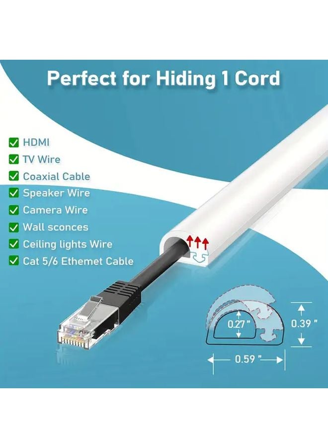 مخفي الكابلات الزاوي الأبيض ذاتي اللصق بطول 1 متر، واقي للحوائط والأرضيات قابل للطلاء، لتثبيت التلفزيون - Image 1