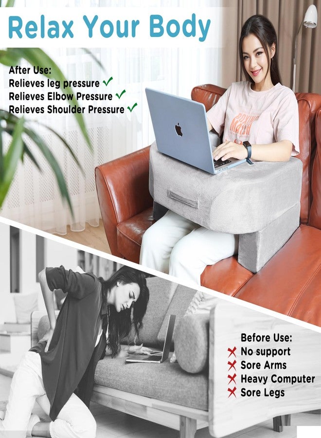 DREAMANIA Soft Reading Pillow - Arm Rest Lap Desk Pillow for Adult - Premium Foam Bed Rest Pillow for Reading Working Playing Game or Sitting in Bed Floor Sofa(Grey) - Image 3