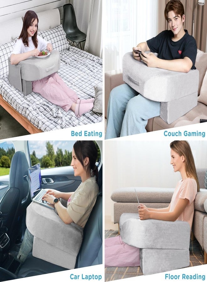 DREAMANIA Soft Reading Pillow - Arm Rest Lap Desk Pillow for Adult - Premium Foam Bed Rest Pillow for Reading Working Playing Game or Sitting in Bed Floor Sofa(Grey) - Image 4
