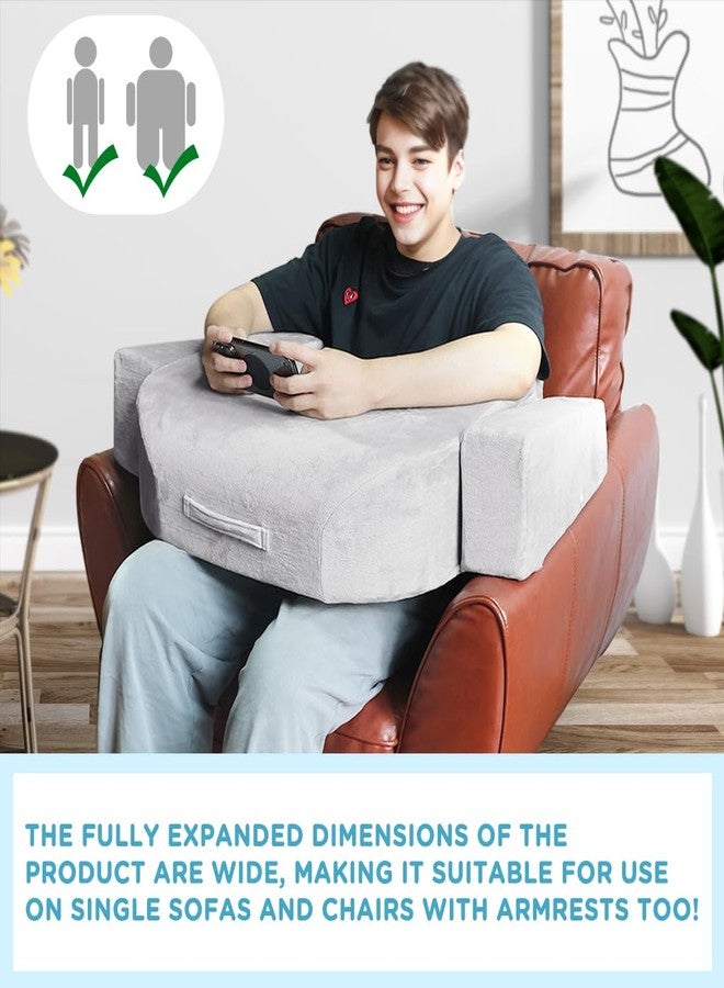 DREAMANIA Soft Reading Pillow - Arm Rest Lap Desk Pillow for Adult - Premium Foam Bed Rest Pillow for Reading Working Playing Game or Sitting in Bed Floor Sofa(Grey) - Image 2