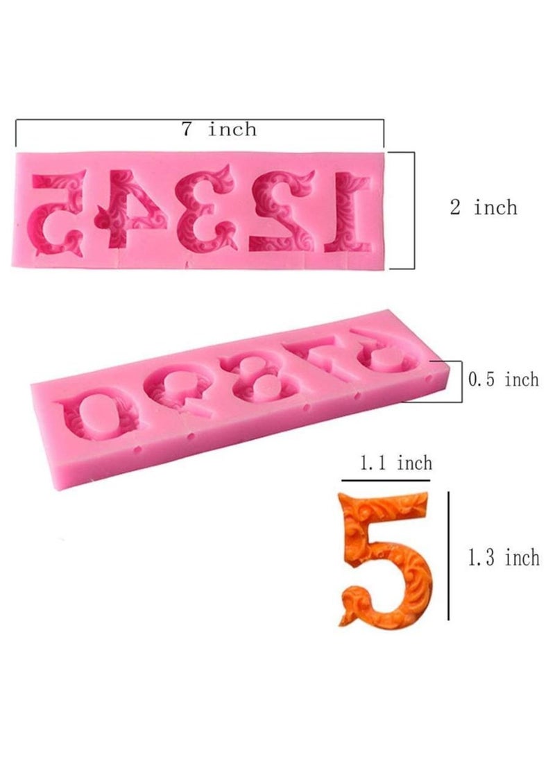 Y&D Cake Baking Mold, KASTWAVE Silicone Number 0-9 3D Embossed Fondant Chocolate Mold with Stick Hole for Birthday Decorating DIY Letter Molds (2pc)  - Image 3