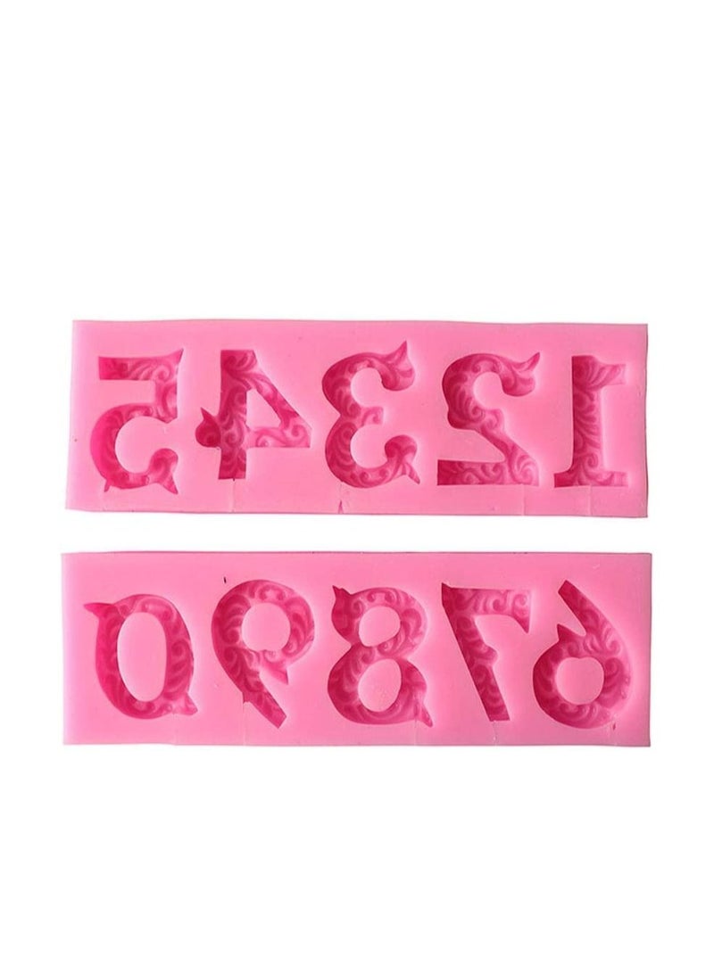 Y&D Cake Baking Mold, KASTWAVE Silicone Number 0-9 3D Embossed Fondant Chocolate Mold with Stick Hole for Birthday Decorating DIY Letter Molds (2pc)  - Image 4
