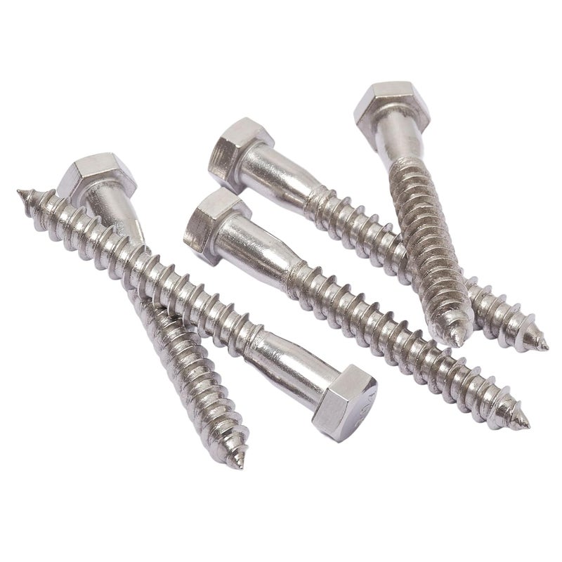 Bolt Dropper 25 Pack 3/8 x 4 Inch Stainless Steel Lag Bolts - Hex Head Screws with Coarse Threads - Heavy Duty 304 Grade Rust Resistant Coach Bolts for Wood and Outdoor Projects - Plain Finish - Image 1