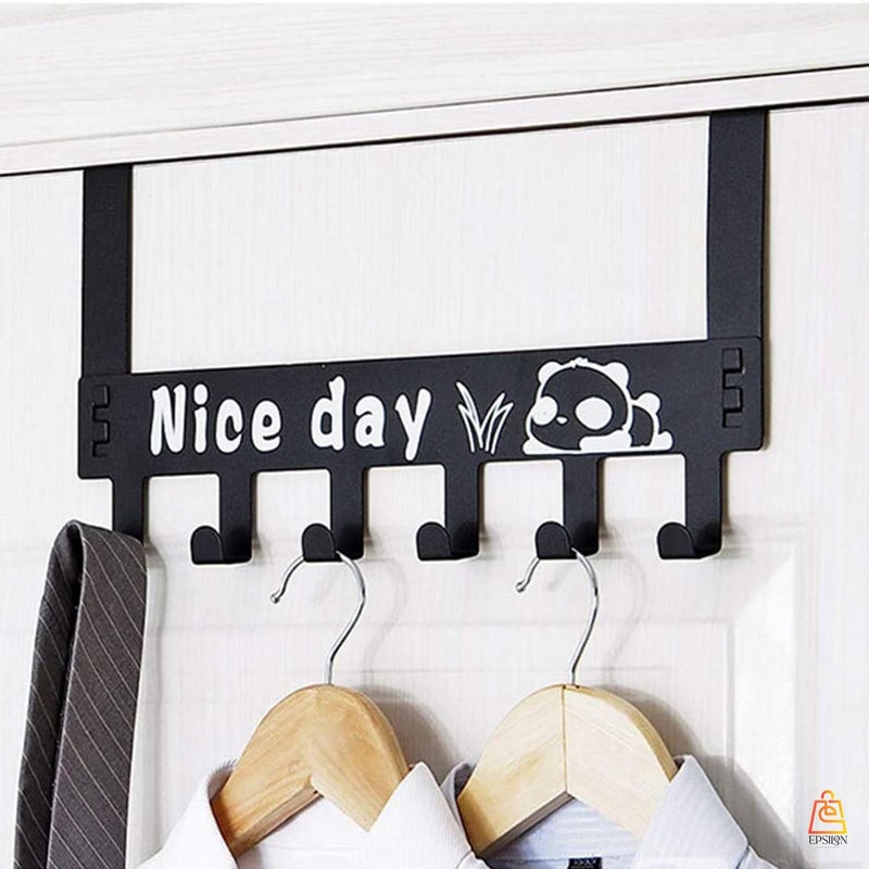 Epsilon Epsilon Over The Door Hooks 6 Pack Free Rail Metal Door Hanger Organizer for Hanging Coats Hats Robes Towels Wreath Towel Hook for Bathroom Closet Over Door Rack for Kitchen Doors Black 3 Pcs  - Image 2