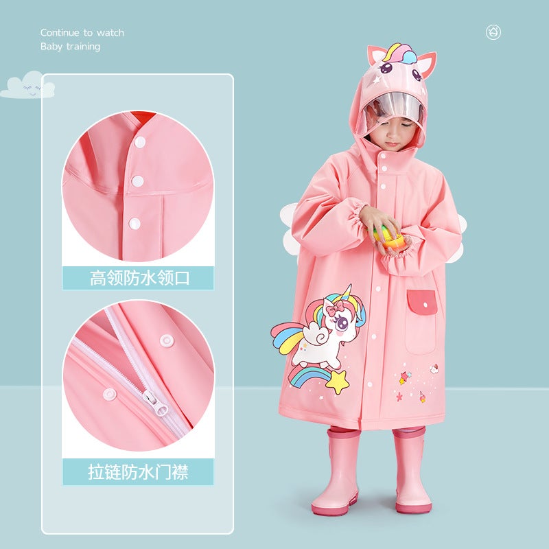 Children'S Raincoat Girls Boys Girls Kindergarten Children Primary School Children Baby Schoolbag Position Poncho - Image 5