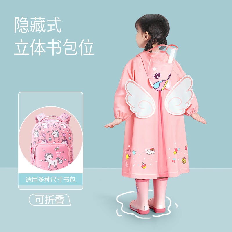 Children'S Raincoat Girls Boys Girls Kindergarten Children Primary School Children Baby Schoolbag Position Poncho - Image 4