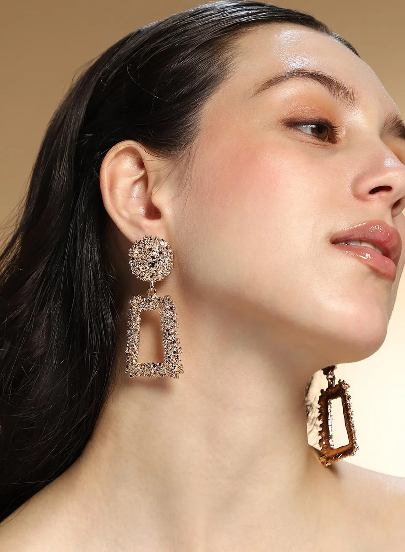 Sohi  Women The Corroded-Quad Drop Earrings | California  Colour | One-Size | Metallic Alloy Material | Push Back Closure | Earrings For Casual & Evening Wear for Women | Best Price UAE