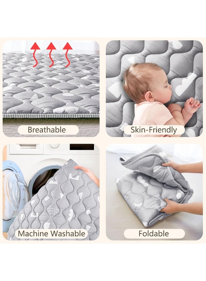 Beavtaens Baby Play Mat, 50x50 Playpen Mat with Super Soft Touch, Activity Mat with Upgraded Anti-Slip Bottom, Machine Washable Crawling Mat for Floor & Picnic (Boho Gray) - Image 5