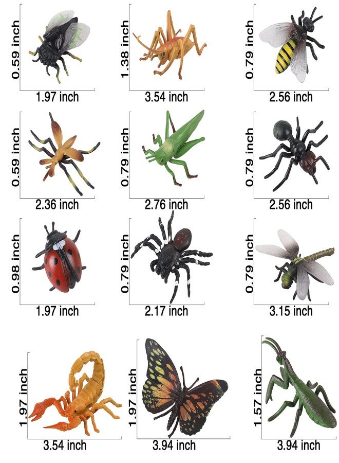 SCAHOW 12 PCS Fake Bug Toys for Kids, Plastic Bugs Animal Figures Halloween Party Favor Cake Topper Insect Figurines - Image 3