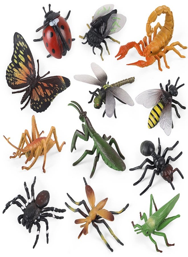 SCAHOW 12 PCS Fake Bug Toys for Kids, Plastic Bugs Animal Figures Halloween Party Favor Cake Topper Insect Figurines - Image 1