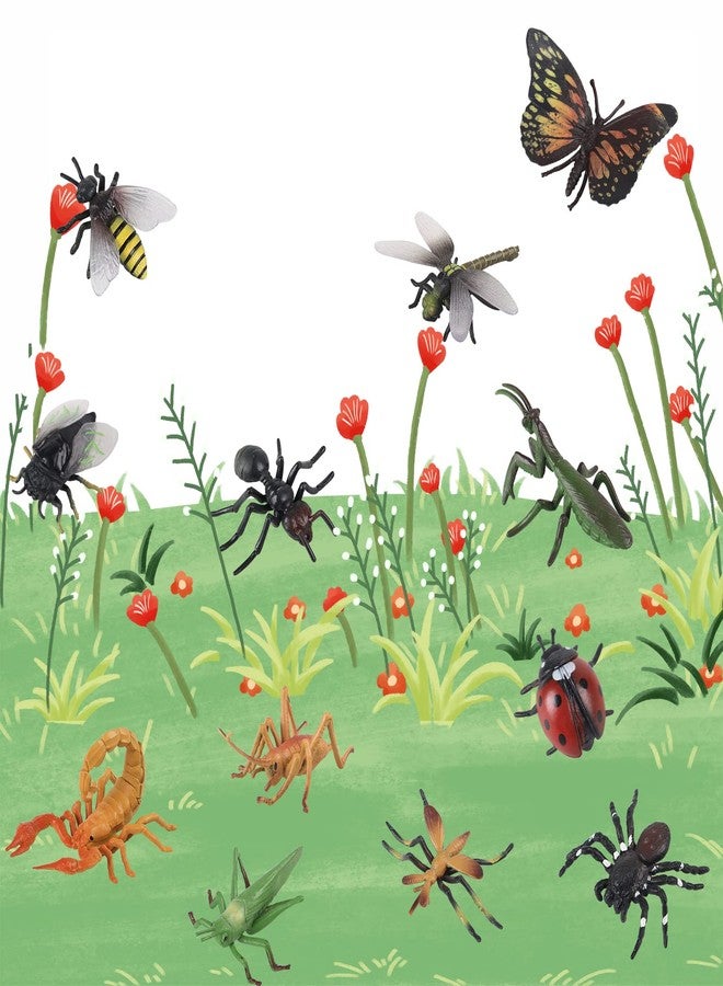SCAHOW 12 PCS Fake Bug Toys for Kids, Plastic Bugs Animal Figures Halloween Party Favor Cake Topper Insect Figurines - Image 2