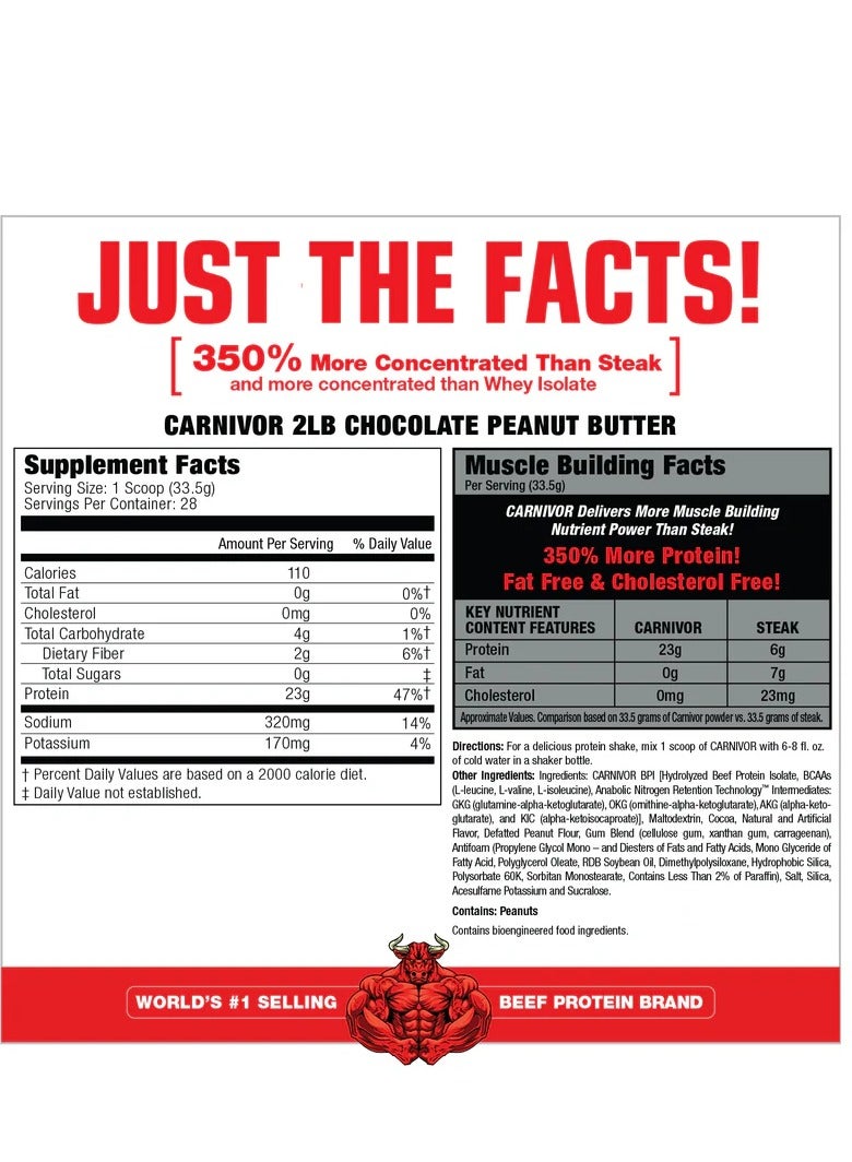 MuscleMeds Carnivor Beef Protein Isolate Chocolate Peanut Butter Powder 2.06lbs