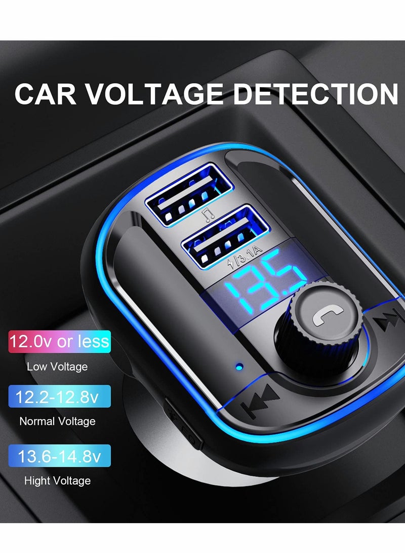 SYOSI Bluetooth FM Transmitter for Car CJX Bluetooth Car Charger Adapter MP3 Player Bluetooth 5.0 Radio Adapter Stereo Car Kit with LED Display - Image 3