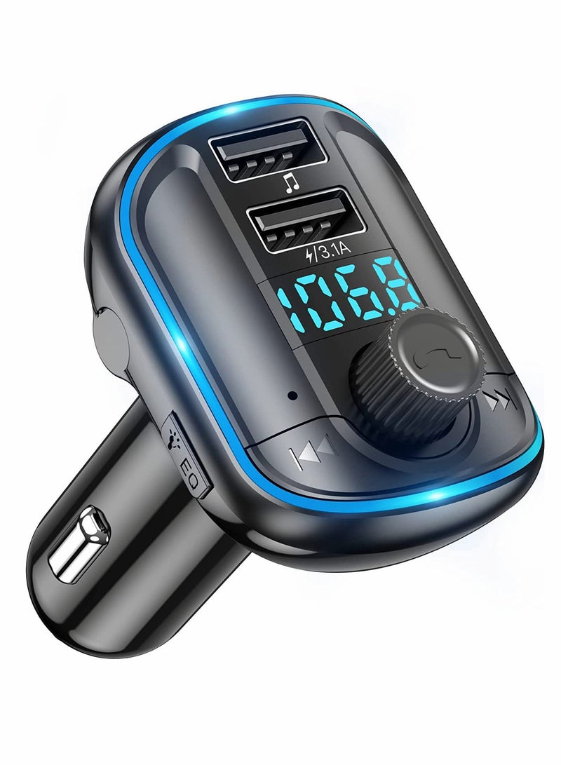 SYOSI Bluetooth FM Transmitter for Car CJX Bluetooth Car Charger Adapter MP3 Player Bluetooth 5.0 Radio Adapter Stereo Car Kit with LED Display - Image 1