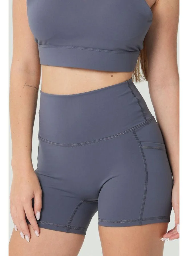 Mohuki Dark Grey Levi Side Pocket Shorts for Women | Best Price UAE