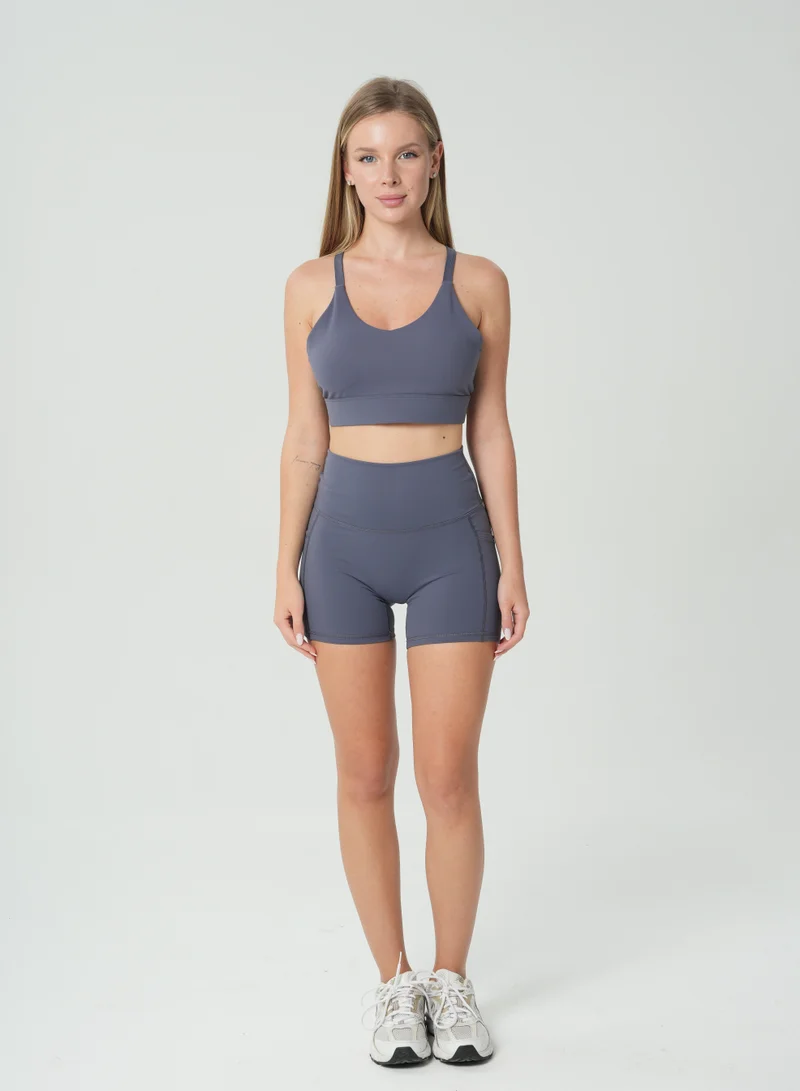 Mohuki Dark Grey Levi Side Pocket Shorts for Women | Best Price UAE
