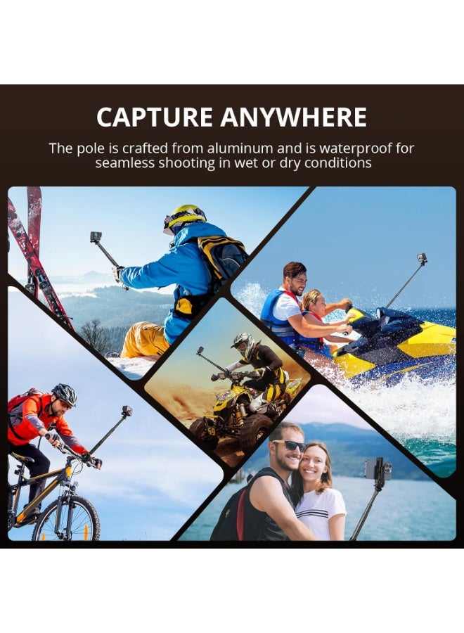 120cm Action camera Selfie Stick, 1/4" Extended Monopod Pole, Solid and Compact Design for Insta360 X5 X4 X3, for GoPro, DJI osmo Pocket 3/osmo 360, Action Camera - Image 3