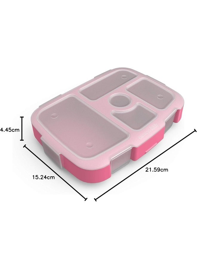 BentgoÂ® Kids Prints Tray with Transparent Cover - Reusable, BPA-Free, 5-Compartment Meal Prep Container with Built-In Portion Control for Healthy Meals At Home & On the Go (Pink Dots) - Image 5