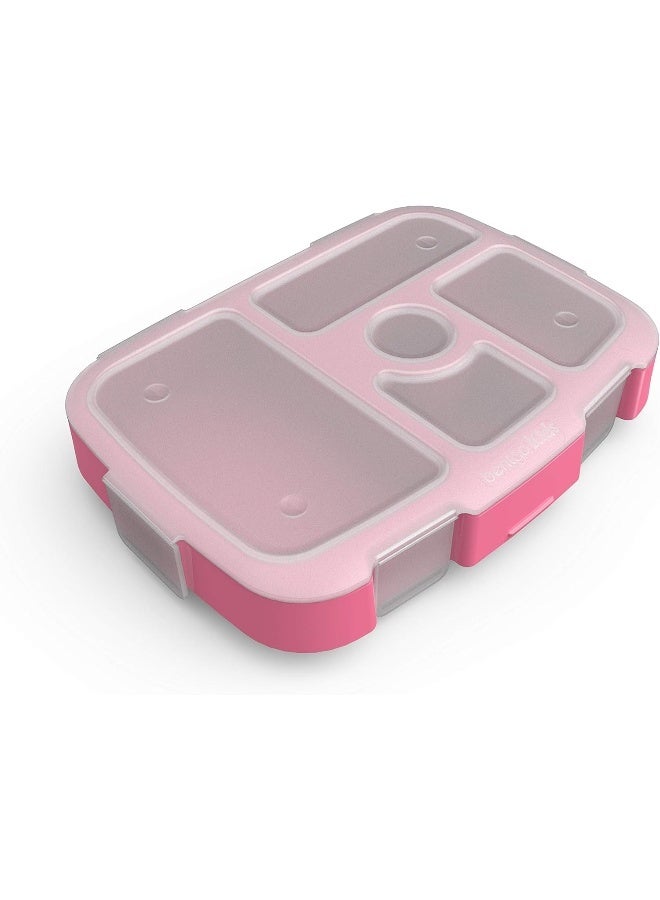 BentgoÂ® Kids Prints Tray with Transparent Cover - Reusable, BPA-Free, 5-Compartment Meal Prep Container with Built-In Portion Control for Healthy Meals At Home & On the Go (Pink Dots) - Image 1