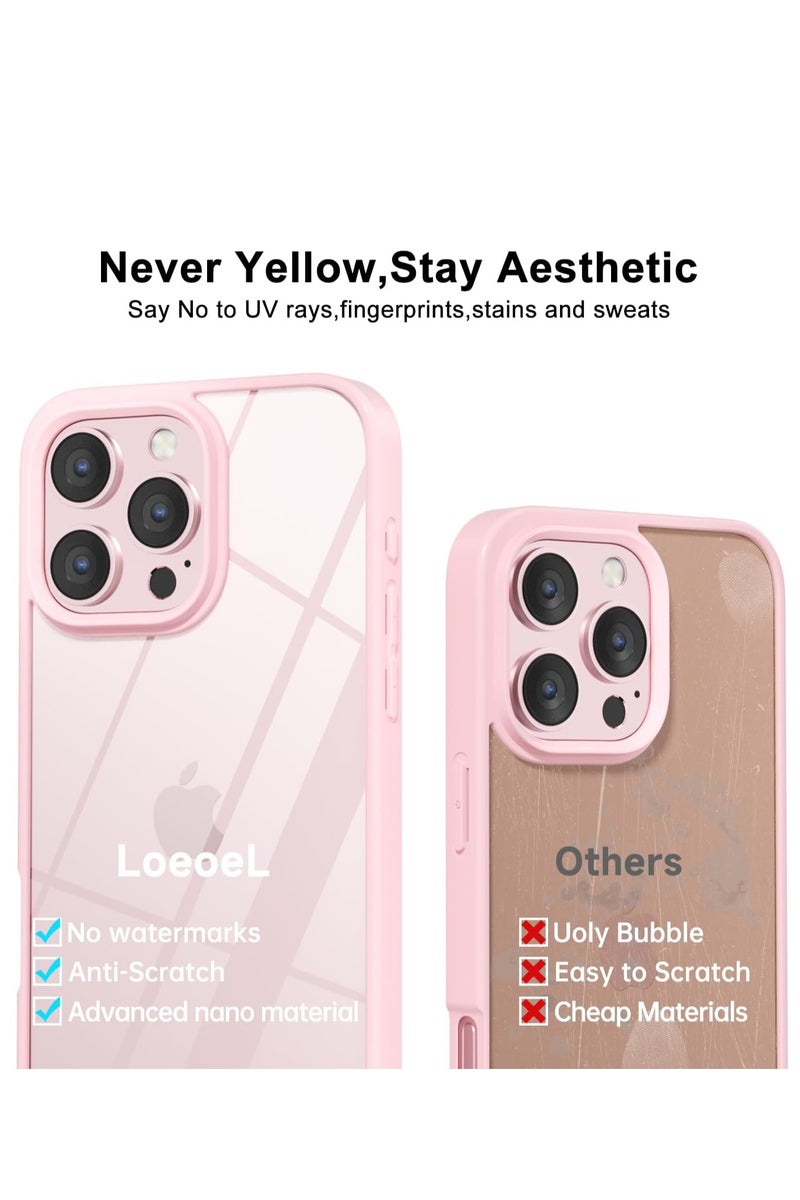 SOKAD Case for iPhone 15 Pro Max 6.7-Inch, Non-Yellowing, Drop Protection, Anti-Scratch Transparent Hard Back Phone Cover - Light Pink - Image 3