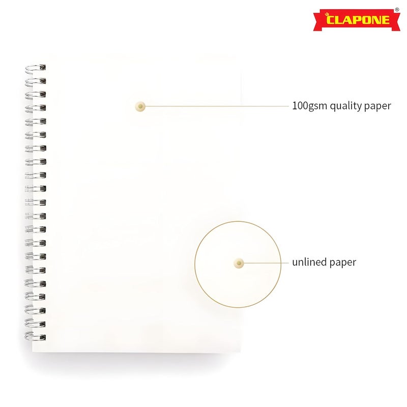 CLAPONE 6 Pcs A5 Spiral Notebook with Natural White 120 Plain Page 140 GSM Heavy Duty Paper for School/College/Office/Home Travel Writing Notebook/Journal/Sketchbook/Notepad/Lightweight/Kraft Cover/Classic Blank Spiral Notebook - Image 4