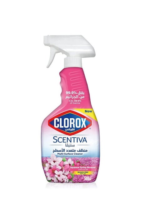 Clorox Scentiva Multi-Surface Cleaner 500ml, Japanese Spring Blossom, Bleach Free Disinfectant Spray