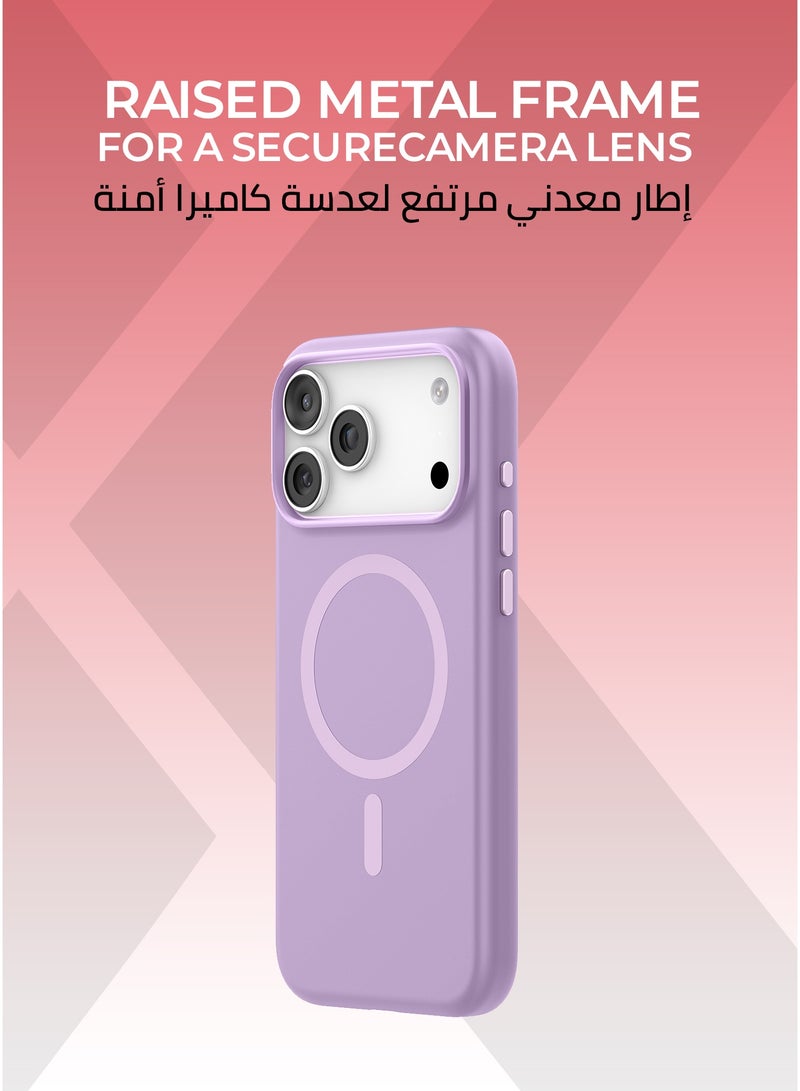 Xonda Pure iPhone 17 Pro Max MagSafe Case  Purple - Microfiber lining for scratch protection, raised metal camera bezel for lens protection, Liquid Silicone Material with Anti-Fingerprint Coating, MagSafe compatible - Image 4