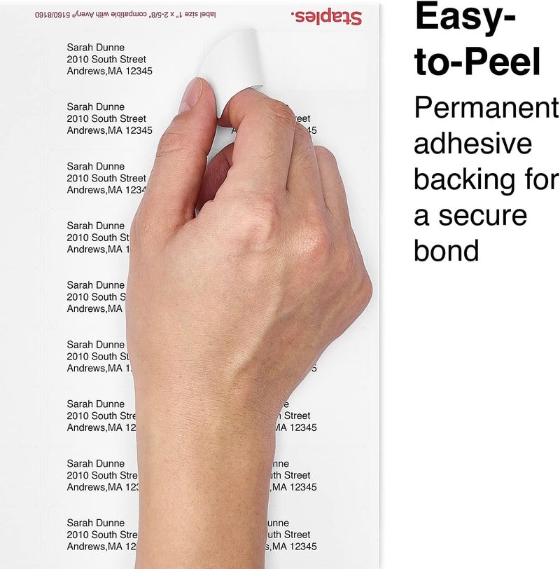Staples 573946 LaserInkjet Address Labels 1Inch H x 2 58Inch W White 30 LabelsSheet - Image 5