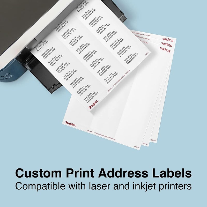 Staples 573946 LaserInkjet Address Labels 1Inch H x 2 58Inch W White 30 LabelsSheet - Image 4
