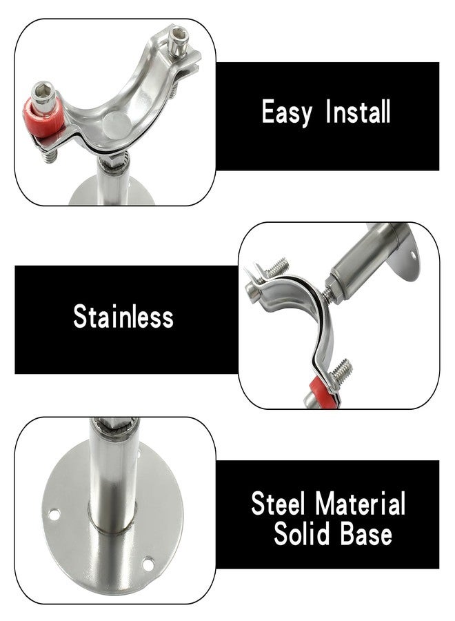 LifCratms 1 Pcs 1inch Adjustable Ceiling Pipe Support Stainless Steel Pipe Bracket OD Pipe 32-34mm, Wall Mount Clamp Bracket Kit with Screws, Ideal for Pipe, Tube or Rod Fixing (50-95mm) - Image 5