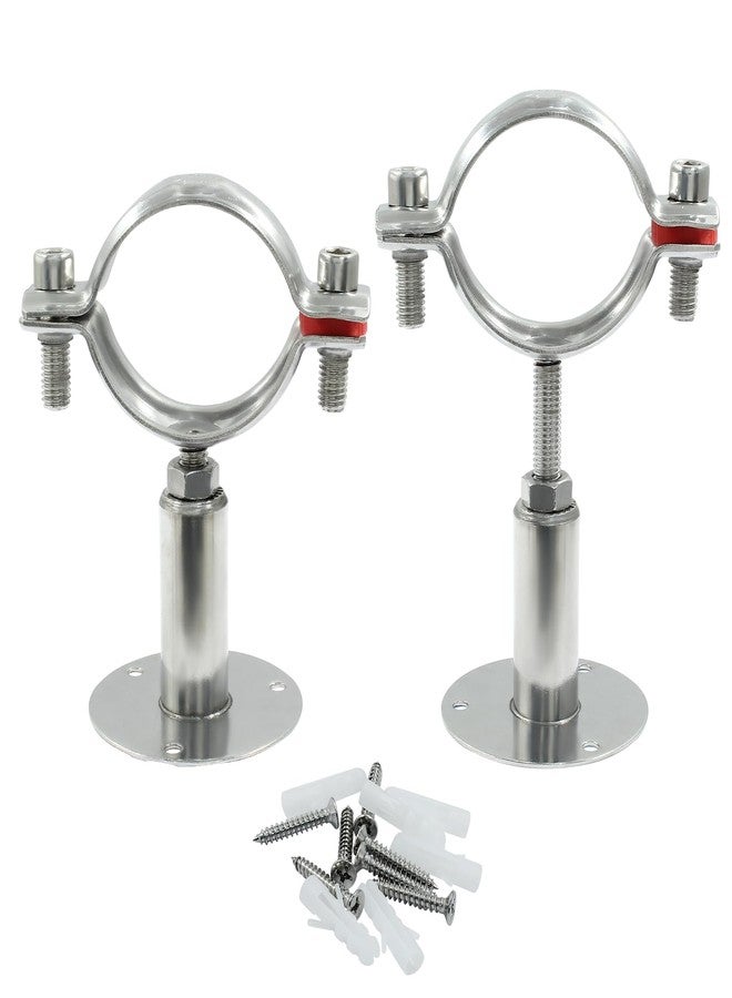 LifCratms 1 Pcs 1inch Adjustable Ceiling Pipe Support Stainless Steel Pipe Bracket OD Pipe 32-34mm, Wall Mount Clamp Bracket Kit with Screws, Ideal for Pipe, Tube or Rod Fixing (50-95mm) - Image 2