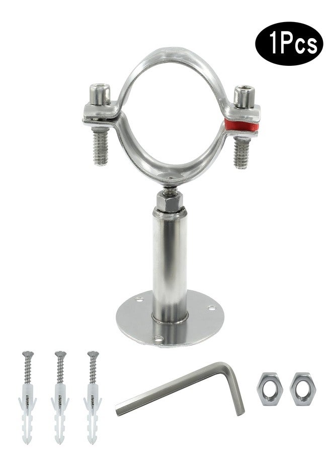 LifCratms 1 Pcs 1inch Adjustable Ceiling Pipe Support Stainless Steel Pipe Bracket OD Pipe 32-34mm, Wall Mount Clamp Bracket Kit with Screws, Ideal for Pipe, Tube or Rod Fixing (50-95mm) - Image 4