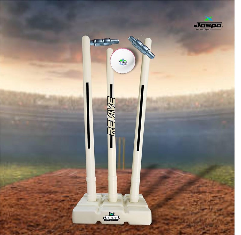 Jaspo Revive (World Cup Edition) Premium Plastic Stumps Set for All Ages- Ideal for Boys, Girls, and Adults- Durable and Fun Cricket Stump Set - Light White (3 Stumps+Base) - Image 4