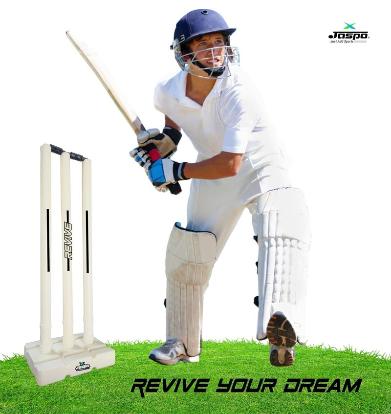 Jaspo Revive (World Cup Edition) Premium Plastic Stumps Set for All Ages- Ideal for Boys, Girls, and Adults- Durable and Fun Cricket Stump Set - Light White (3 Stumps+Base) - Image 5