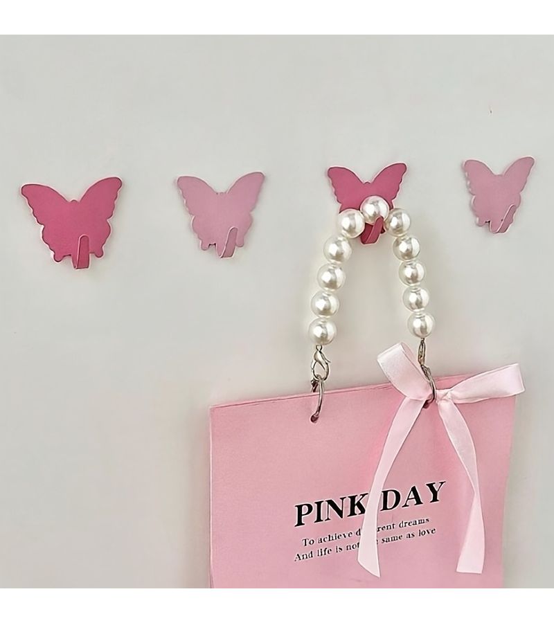 Butterfly Rose Red Metal Decorative Wall Hooks 6 Pieces Easy Install Key Towel Coat Holder - Image 2
