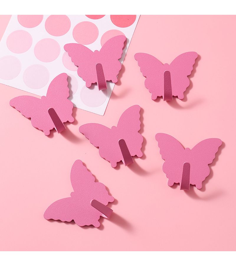 Butterfly Rose Red Metal Decorative Wall Hooks 6 Pieces Easy Install Key Towel Coat Holder - Image 4