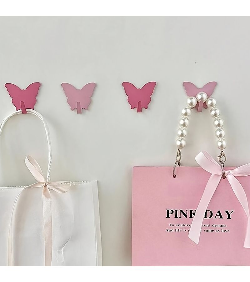 Butterfly Rose Red Metal Decorative Wall Hooks 6 Pieces Easy Install Key Towel Coat Holder - Image 3