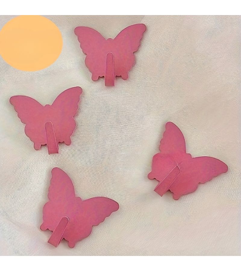 Butterfly Rose Red Metal Decorative Wall Hooks 6 Pieces Easy Install Key Towel Coat Holder - Image 5