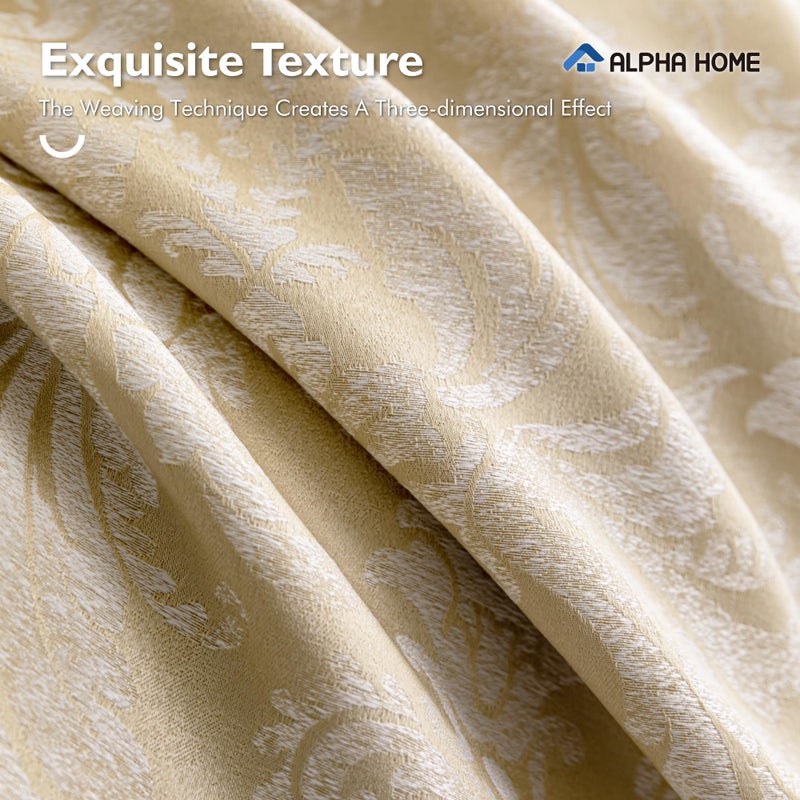 ALPHA HOME Queen Size Jacquard Bedding Comforter Set - All Season Luxurious Elegance With Cushion (1 Comforter, 2 Pillow Shams, 2 Euro Shams) - Image 2