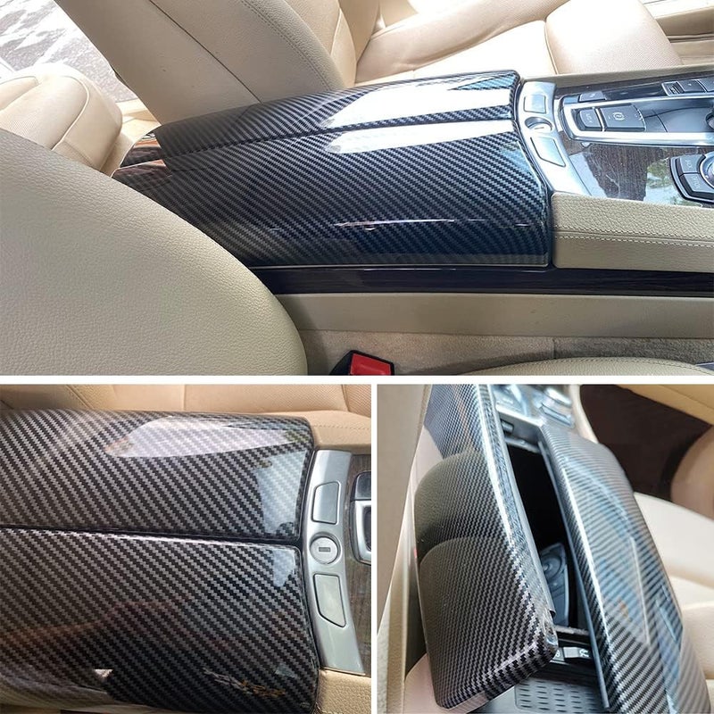 CHUANGHUI NA for BMW 7 Series F01 F02 2009-2015 ABS Carbon Fiber Color Car Interior Center Armrest Box Cover Console Box Storage Box Trim Covers (740i 740Li 750i 750Li 760Li) - Image 2