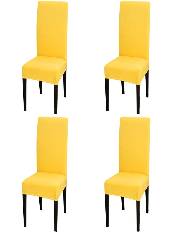 Dimatic 4 Pack Dining Chair Covers, Stretch Spandex Removable Washable Protector Chair Slipcovers for Dining Room Kitchen Hotel (Yellow) - Image 1