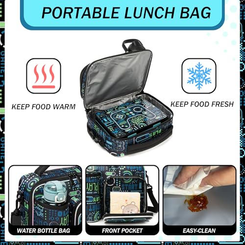 Oruiji Boys Bento Box for Kids Lunch Box Set for Boys with 6 Compartment,Stainless Steel Water Bottle,Lunch Bag,Ice Pack Set Back to School Supplies Birthday Gift for Kids 5-12 - Image 3