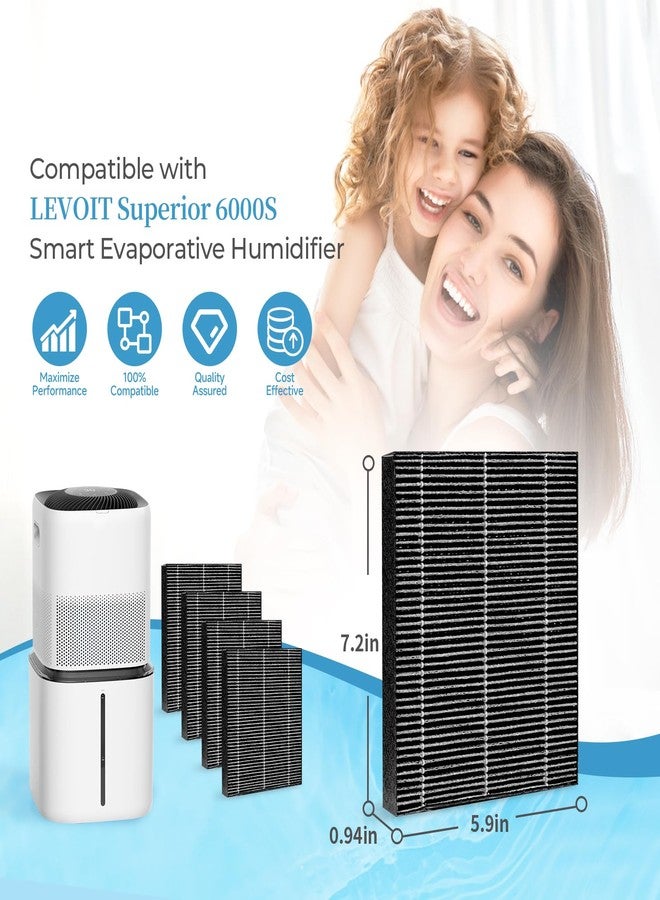 Harebery 12-Pack 6000S Replacement Filter, Compatible with LEVOIT Superior 6000S Smart Evaporative Humidifier, for Large Particles and Minerals, Gray - Image 2