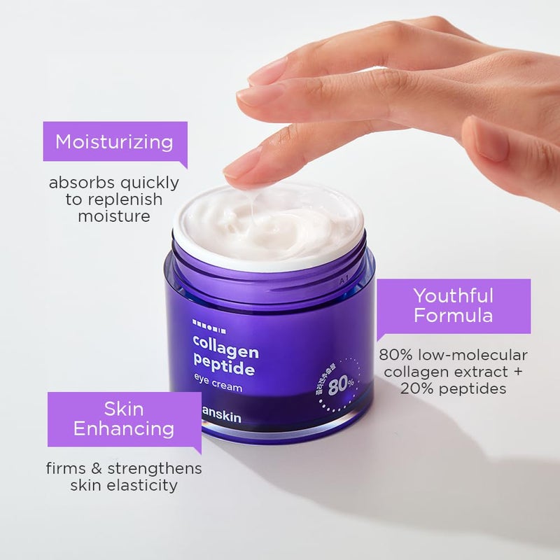 Hanskin Collagen Peptide Eye Cream (80ml). Made with 80% Collagen Extract and 20% Peptide. Advanced Anti-Aging Formula to Repair Skin from Wrinkles and Fine Lines Around the Eyes. - Image 4