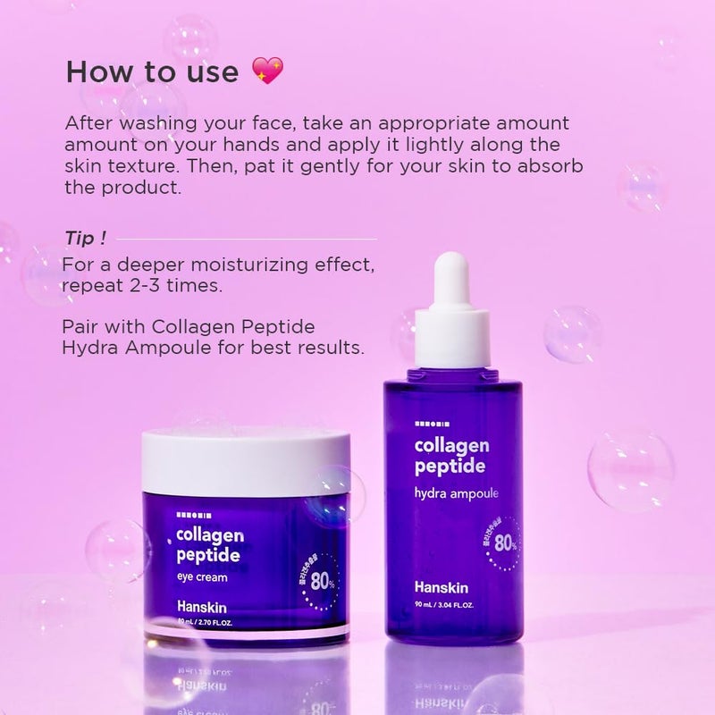 Hanskin Collagen Peptide Eye Cream (80ml). Made with 80% Collagen Extract and 20% Peptide. Advanced Anti-Aging Formula to Repair Skin from Wrinkles and Fine Lines Around the Eyes. - Image 5