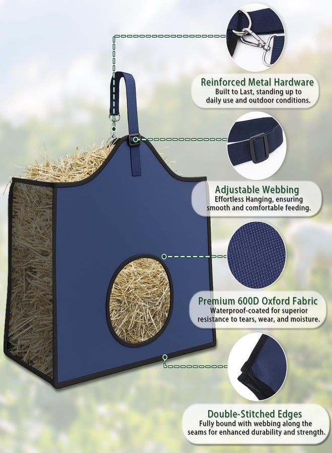 Gydoty Hay Feeder for Goats and Horses - Slow Feed Design, Heavy Duty Hanging Hay Bag for Barn, Trailer & Paddock, Easy to Hang & Clean(1pcs, Navy Blue) - Image 3